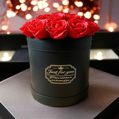 SAVON ROSE｜ルビーレッド F(20本） サヴォンローズ レザーフラワーボックス