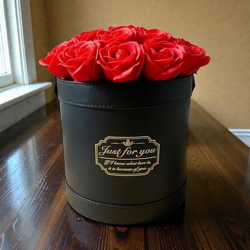 SAVON ROSE｜ルビーレッド F(20本） サヴォンローズ レザーフラワーボックス