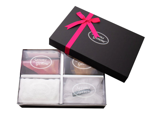 Savons Gemme｜ギフトボックス　Aデラックス（フレグランスソープ2点×今治産タオル×ネット）